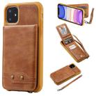 For iPhone 11 Vertical Flip Shockproof Leather Protective Case with Short Rope, Support Card Slots & Bracket & Photo Holder & Wallet Function(Brown) - 1