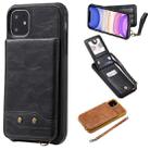 For iPhone 11 Vertical Flip Shockproof Leather Protective Case with Short Rope, Support Card Slots & Bracket & Photo Holder & Wallet Function(Black) - 1