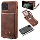 For iPhone 11 Pro Vertical Flip Shockproof Leather Protective Case with Short Rope, Support Card Slots & Bracket & Photo Holder & Wallet Function(Coffee) - 1