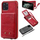 For iPhone 11 Pro Vertical Flip Shockproof Leather Protective Case with Short Rope, Support Card Slots & Bracket & Photo Holder & Wallet Function(Red) - 1