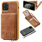 For iPhone 11 Pro Vertical Flip Shockproof Leather Protective Case with Short Rope, Support Card Slots & Bracket & Photo Holder & Wallet Function(Brown) - 1