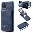For iPhone 11 Pro Max Vertical Flip Shockproof Leather Protective Case with Short Rope, Support Card Slots & Bracket & Photo Holder & Wallet Function(Blue) - 1