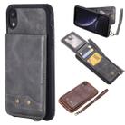 For iPhone XR Vertical Flip Shockproof Leather Protective Case with Short Rope, Support Card Slots & Bracket & Photo Holder & Wallet Function(Gray) - 1