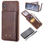 For iPhone XS Max Vertical Flip Shockproof Leather Protective Case with Short Rope, Support Card Slots & Bracket & Photo Holder & Wallet Function(Coffee) - 1