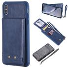 For iPhone XS Max Vertical Flip Shockproof Leather Protective Case with Short Rope, Support Card Slots & Bracket & Photo Holder & Wallet Function(Blue) - 1