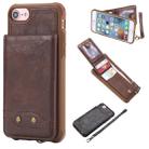 For iPhone SE 2022 / SE 2020 / 8 / 7 Vertical Flip Shockproof Leather Protective Case with Short Rope, Support Card Slots & Bracket & Photo Holder & Wallet Function(Coffee) - 1