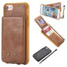 For iPhone SE 2022 / SE 2020 / 8 / 7 Vertical Flip Shockproof Leather Protective Case with Short Rope, Support Card Slots & Bracket & Photo Holder & Wallet Function(Brown) - 1