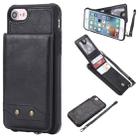 For iPhone SE 2022 / SE 2020 / 8 / 7 Vertical Flip Shockproof Leather Protective Case with Short Rope, Support Card Slots & Bracket & Photo Holder & Wallet Function(Black) - 1