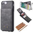 For iPhone 8 Plus / 7 Plus Vertical Flip Shockproof Leather Protective Case with Short Rope, Support Card Slots & Bracket & Photo Holder & Wallet Function(Gray) - 1