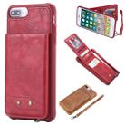 For iPhone 8 Plus / 7 Plus Vertical Flip Shockproof Leather Protective Case with Short Rope, Support Card Slots & Bracket & Photo Holder & Wallet Function(Red) - 1