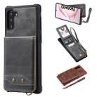 For Galaxy Note 10 Vertical Flip Shockproof Leather Protective Case with Short Rope, Support Card Slots & Bracket & Photo Holder & Wallet Function(Gray) - 1