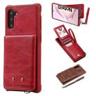 For Galaxy Note 10 Vertical Flip Shockproof Leather Protective Case with Short Rope, Support Card Slots & Bracket & Photo Holder & Wallet Function(Red) - 1