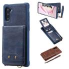 For Galaxy Note 10 Vertical Flip Shockproof Leather Protective Case with Short Rope, Support Card Slots & Bracket & Photo Holder & Wallet Function(Blue) - 1