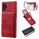 For Galaxy Note 10+ Vertical Flip Shockproof Leather Protective Case with Short Rope, Support Card Slots & Bracket & Photo Holder & Wallet Function(Red) - 1