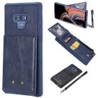 For Galaxy Note 9 Vertical Flip Shockproof Leather Protective Case with Short Rope, Support Card Slots & Bracket & Photo Holder & Wallet Function(Blue) - 1