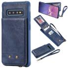 For Galaxy S10+ Vertical Flip Shockproof Leather Protective Case with Short Rope, Support Card Slots & Bracket & Photo Holder & Wallet Function(Blue) - 1