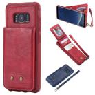 For Galaxy S8 Vertical Flip Shockproof Leather Protective Case with Short Rope, Support Card Slots & Bracket & Photo Holder & Wallet Function(Red) - 1