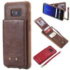 For Galaxy S8+ Vertical Flip Shockproof Leather Protective Case with Short Rope, Support Card Slots & Bracket & Photo Holder & Wallet Function(Coffee) - 1