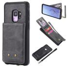 For Galaxy S9 Vertical Flip Shockproof Leather Protective Case with Short Rope, Support Card Slots & Bracket & Photo Holder & Wallet Function(Gray) - 1