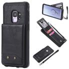 For Galaxy S9 Vertical Flip Shockproof Leather Protective Case with Short Rope, Support Card Slots & Bracket & Photo Holder & Wallet Function(Black) - 1