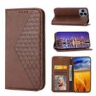 For Sharp Simple Sumaho 6 Cubic Grid Calf Texture Magnetic Closure Leather Phone Case(Brown) - 1