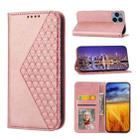 For Sharp Simple Sumaho 6 Cubic Grid Calf Texture Magnetic Closure Leather Phone Case(Rose Gold) - 1