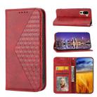 For Sharp Simple Sumaho 5 Cubic Grid Calf Texture Magnetic Closure Leather Phone Case(Red) - 1