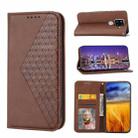 For Sharp Aquos Sense 4 Plus Cubic Grid Calf Texture Magnetic Closure Leather Phone Case(Brown) - 1