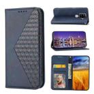 For Sharp Aquos Sense 4 Plus Cubic Grid Calf Texture Magnetic Closure Leather Phone Case(Blue) - 1