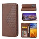 For Motorola Moto G Power 2022 Cubic Grid Calf Texture Magnetic Closure Leather Phone Case(Brown) - 1