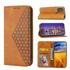 For Motorola Moto G Power 2022 Cubic Grid Calf Texture Magnetic Closure Leather Phone Case(Yellow) - 1