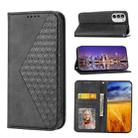 For Motorola Moto G52 4G / G82 5G / G71S Cubic Grid Calf Texture Magnetic Closure Leather Phone Case(Black) - 1