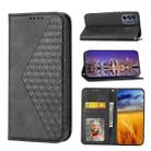 For Motorola Moto G62 Cubic Grid Calf Texture Magnetic Closure Leather Phone Case(Black) - 1