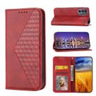 For Motorola Moto G62 Cubic Grid Calf Texture Magnetic Closure Leather Phone Case(Red) - 1