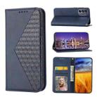 For Motorola Moto G62 Cubic Grid Calf Texture Magnetic Closure Leather Phone Case(Blue) - 1