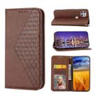 For Motorola One 5G Ace Cubic Grid Calf Texture Magnetic Closure Leather Phone Case(Brown) - 1