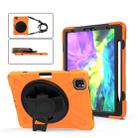 For iPad Pro 12.9 (2020/2018) 360 Degree Rotation Silicone Protective Cover with Holder & Hand Strap & Long Strap & Pencil Slot(Orange) - 1
