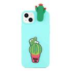 For iPhone 14 3D Silicone Lying Cartoon TPU Phone Case(Cactus) - 1