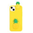 For iPhone 14 3D Silicone Lying Cartoon TPU Phone Case(Pineapple) - 1