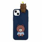 For iPhone 14 3D Silicone Lying Cartoon TPU Phone Case(Lovely Bear) - 1