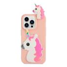 For iPhone 14 Pro 3D Silicone Lying Cartoon TPU Phone Case(Unicorn) - 1