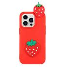 For iPhone 14 Pro 3D Silicone Lying Cartoon TPU Phone Case(Strawberry) - 1