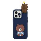 For iPhone 14 Pro 3D Silicone Lying Cartoon TPU Phone Case(Lovely Bear) - 1
