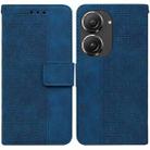 For Asus Zenfone 9 Geometric Embossed Flip Leather Phone Case(Blue) - 1