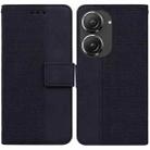 For Asus Zenfone 9 Geometric Embossed Flip Leather Phone Case(Black) - 1