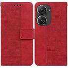 For Asus Zenfone 9 Geometric Embossed Flip Leather Phone Case(Red) - 1