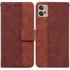 For Motorola Moto G32 Geometric Embossed Flip Leather Phone Case(Brown) - 1