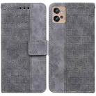 For Motorola Moto G32 Geometric Embossed Flip Leather Phone Case(Grey) - 1