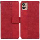 For Motorola Moto G32 Geometric Embossed Flip Leather Phone Case(Red) - 1