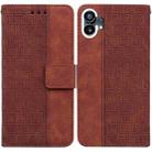 For Nothing Phone 1 Geometric Embossed Flip Leather Phone Case(Brown) - 1